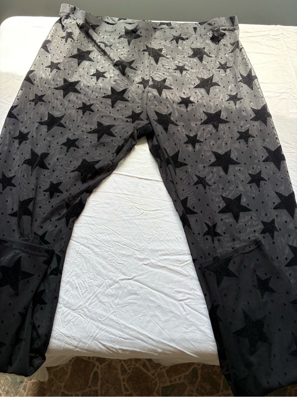 Star-Print Black womens sheer Leggings